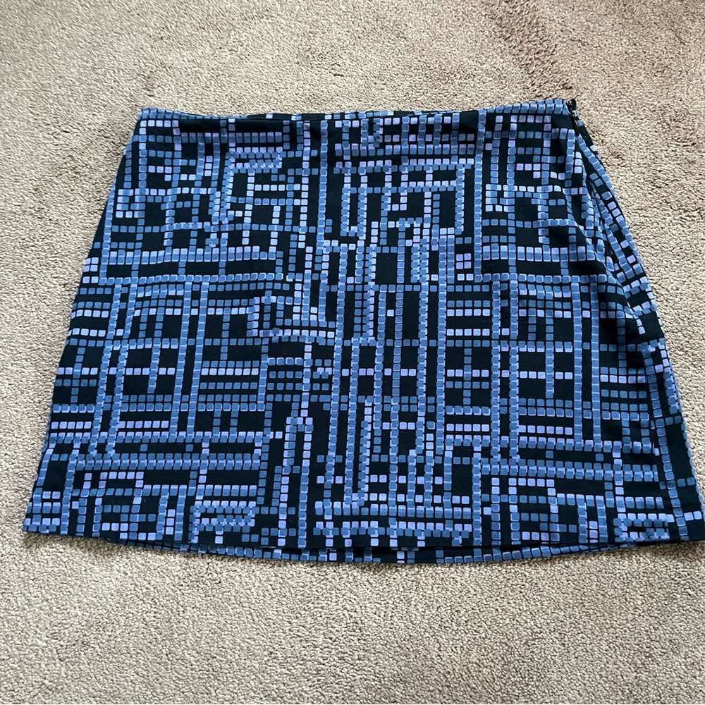 Vintage Express Stretch Women’s Square Print Side Zip Mini Skirt Size 5/6